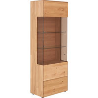 VITRINE  in massiv Wildeiche Eichefarben  - Edelstahlfarben/Eichefarben, KONVENTIONELL, Glas/Holz (70,7/196,2/40,9cm) - Valnatura