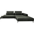 ECKSOFA  in Echtleder Anthrazit  304/201 cm  - Anthrazit/Schwarz, Design, Leder/Metall (304/201cm) - Belluti