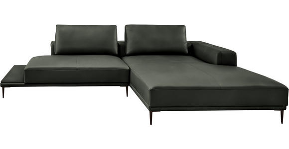 ECKSOFA  in Echtleder Anthrazit  304/201 cm  - Anthrazit/Schwarz, Design, Leder/Metall (304/201cm) - Belluti