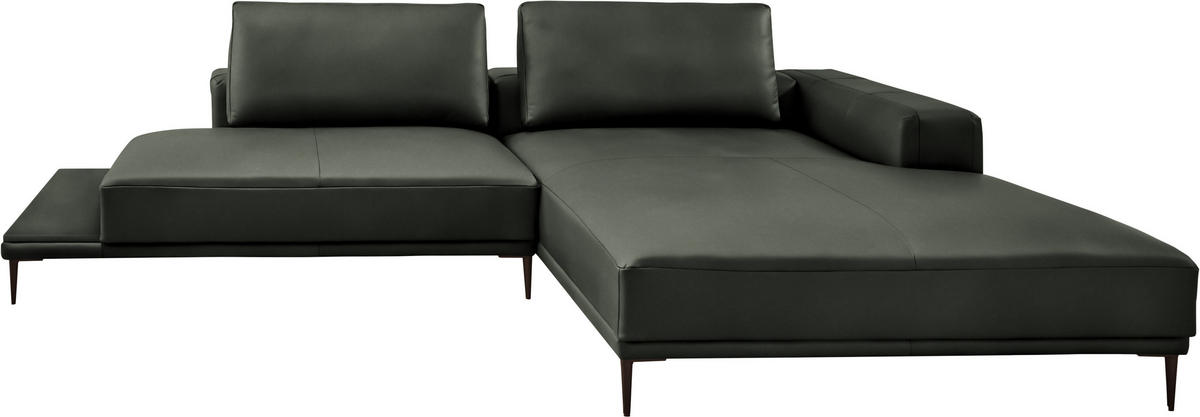 ECKSOFA Echtleder Anthrazit  - Anthrazit/Schwarz, Design, Leder/Metall (304/201cm) - Belluti