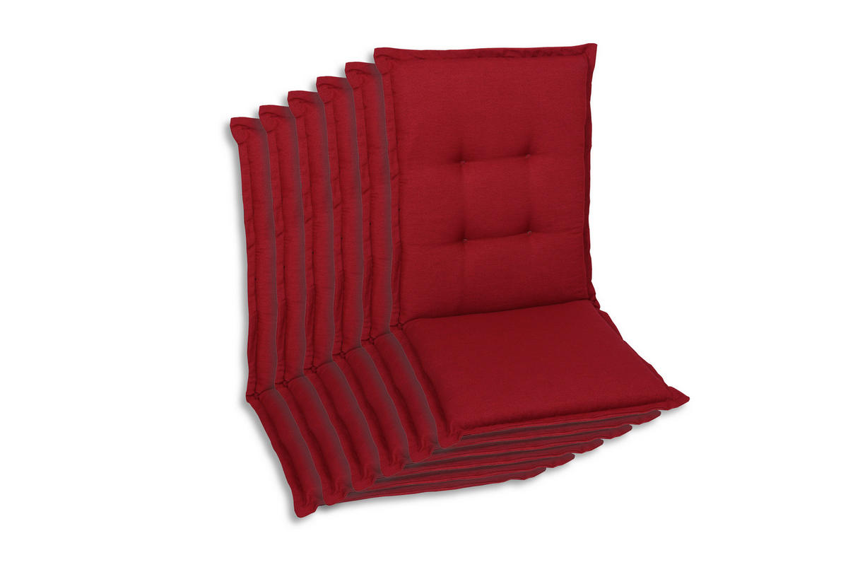 SESSELAUFLAGEN 6er-Set in Kirschrot Uni  - Kirschrot, Basics, Textil (50/7/110cm)