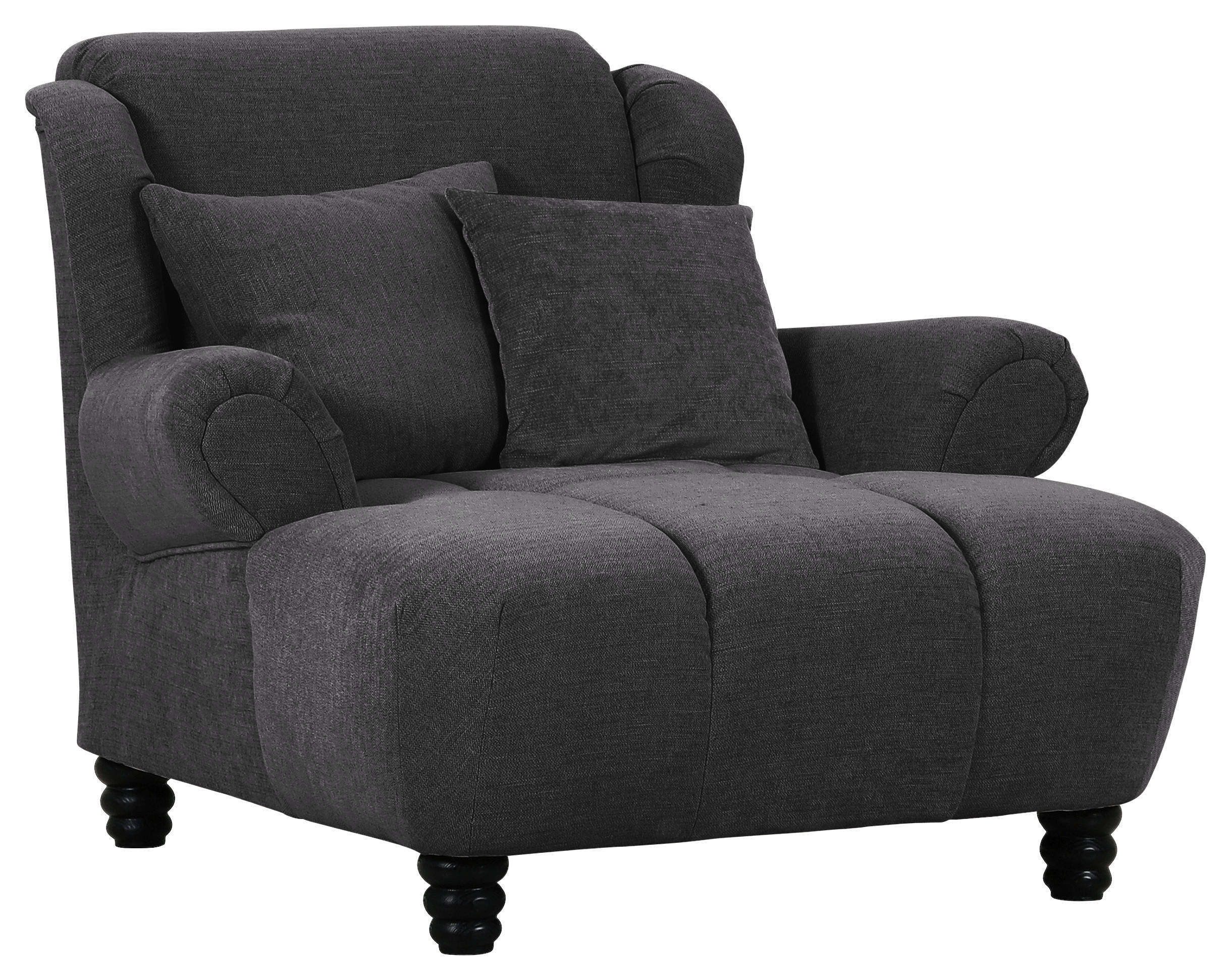 XXL-FÅTÖLJ i textil antracit  - svart/antracit, Klassisk, trä/textil (125/100/140cm) - MID.YOU