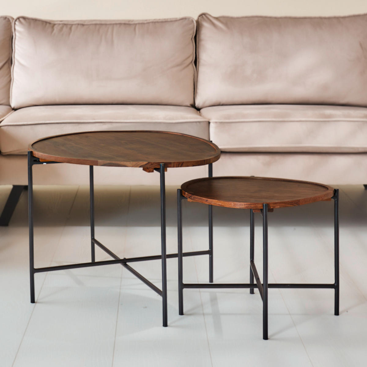 SADA KONFERENČNÝCH STOLÍKOV, hnedá, drevo, 65/58/45 cm - hnedá/čierna, Modern, kov/drevo (65/58/45cm) - MID.YOU