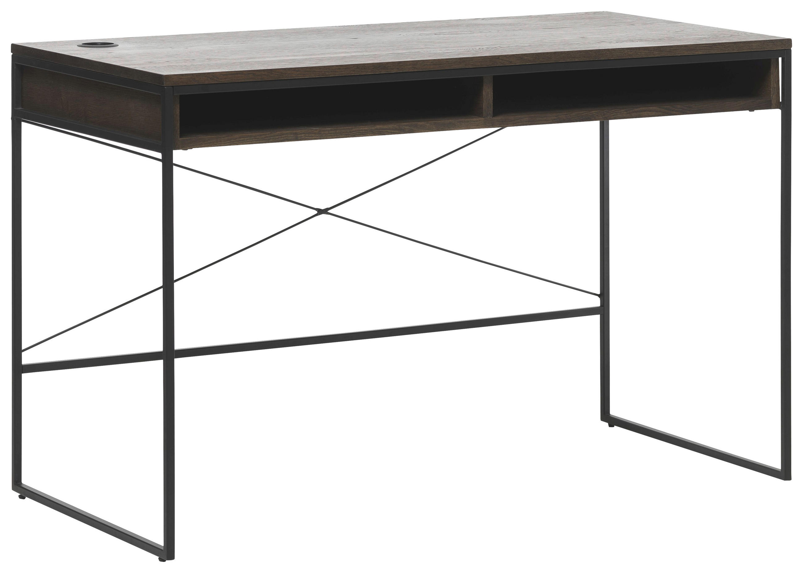 SCHREIBTISCH 120/60/75 cm  in Schwarz, Eichefarben  - Eichefarben/Schwarz, Design, Metall (120/60/75cm) - Linea Natura