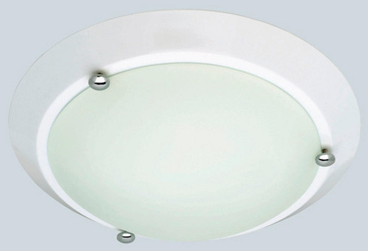 PLAFONJERA - boja hroma/bela, Osnovno, staklo/metal (27/9cm)