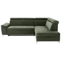 ECKSOFA Olivgrün Mikrofaser  - Chromfarben/Olivgrün, KONVENTIONELL, Textil/Metall (271/206cm) - Carryhome