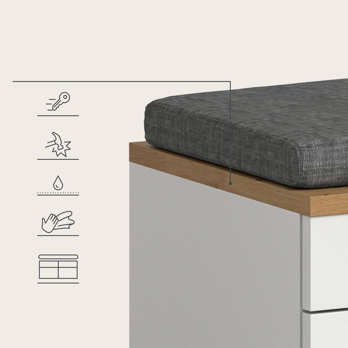 GARDEROBE 6-teilig  in 255/190/37 cm  - Weiß/Eiche Artisan, Design, Holzwerkstoff (255/190/37cm) - MID.YOU