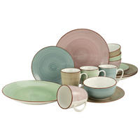 KOMBINOVANÁ SOUPRAVA, 16dílné, porcelán - modrá/růžová, Basics, keramika - Creatable