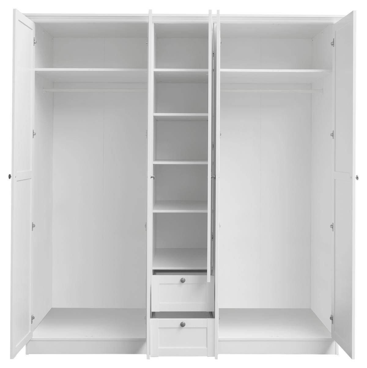 SKRIŇA S OTOČNÝMI DVERAMI, biela, 190/200/67 cm - biela/strieborná, Lifestyle, kov/kompozitné drevo (190/200/67cm) - MID.YOU