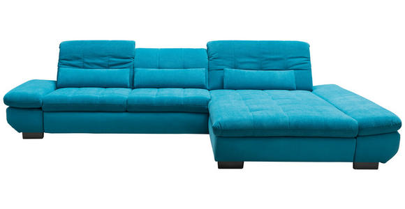 ECKSOFA in Mikrofaser Türkis  - Türkis/Schwarz, Design, Textil/Metall (204/341cm) - Xora