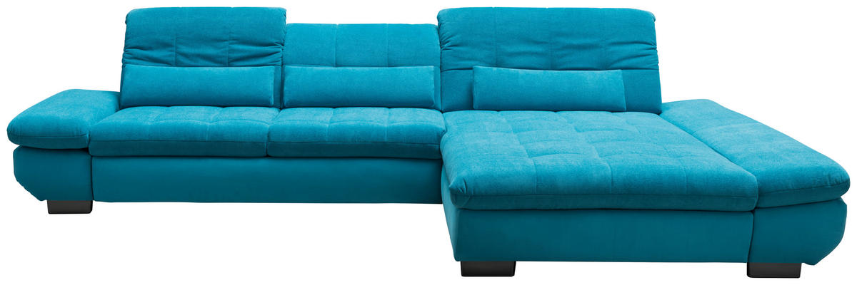 ECKSOFA Türkis Mikrofaser  - Türkis/Schwarz, Design, Textil/Metall (204/341cm) - Xora