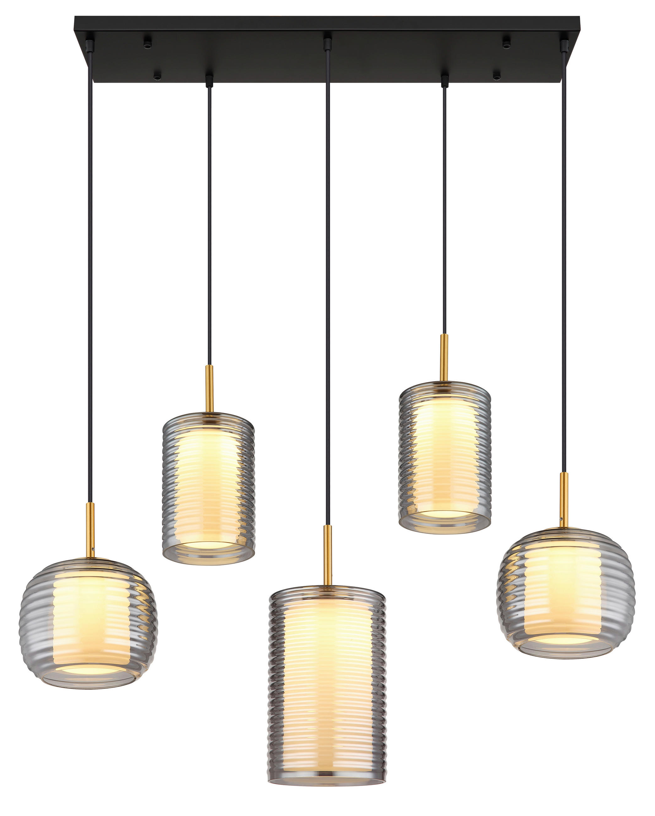 LED-HÄNGELEUCHTE 93/31,5/150 cm  - Messingfarben/Schwarz, Design, Glas/Metall (93/31,5/150cm) - Globo