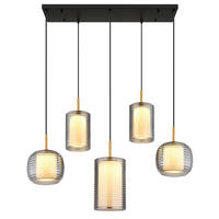 LED-HÄNGELEUCHTE 93/31,5/150 cm  - Messingfarben/Schwarz, Design, Glas/Metall (93/31,5/150cm) - Globo