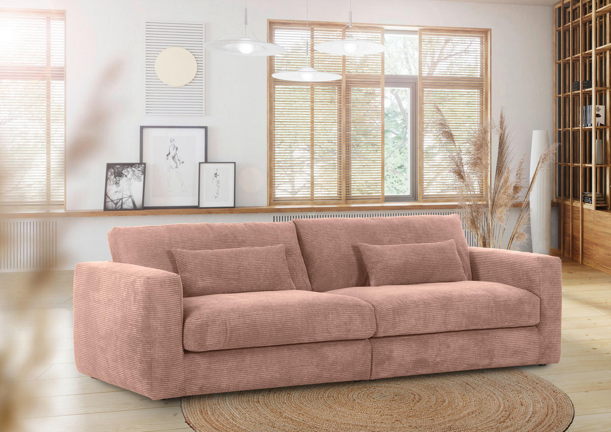 NAGY KANAPÉ textil fáradt rózsaszín  - fáradt rózsaszín/fekete, Konventionell, műanyag/textil (260/66/115cm) - MID.YOU