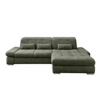 ECKSOFA Chenille Dunkelgrün  - Chromfarben/Dunkelgrün, Design, Textil/Metall (300/196cm) - Livetastic