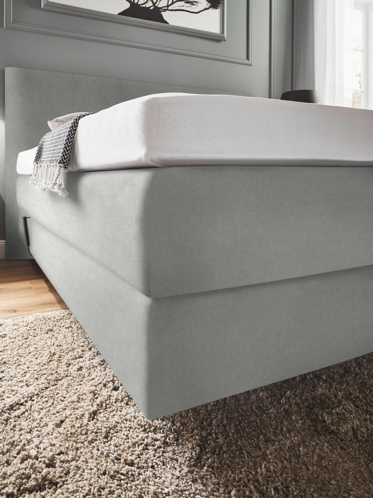BOXSPRINGBETT 160/200 cm  in Hellgrau  - Hellgrau, Konventionell, Holz/Textil (160/200cm) - Dieter Knoll