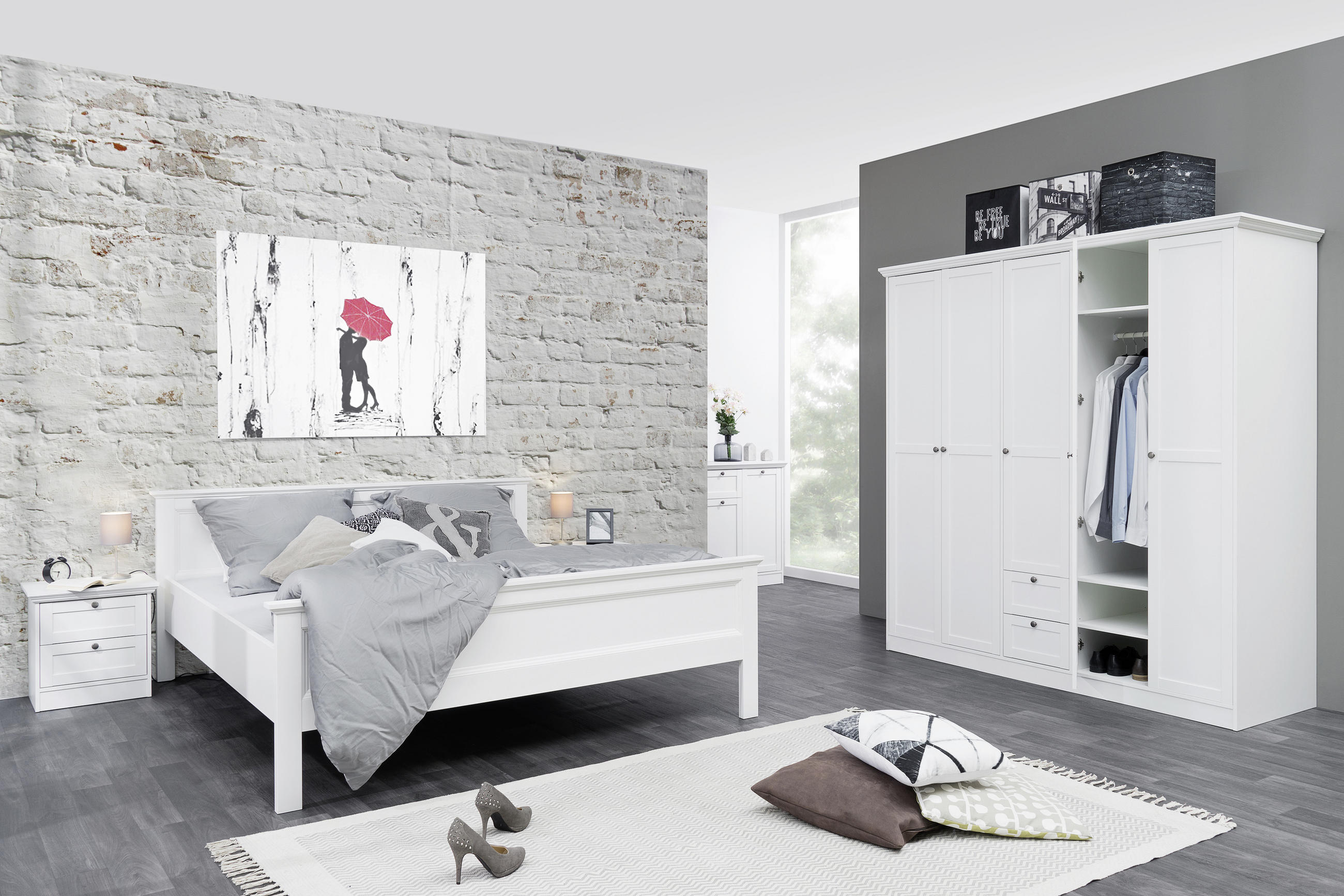 DREHTÜRENSCHRANK in Weiss - Weiss/Silberfarben, Lifestyle, Holzwerkstoff/Metall (190/200/67cm) - MID.YOU
