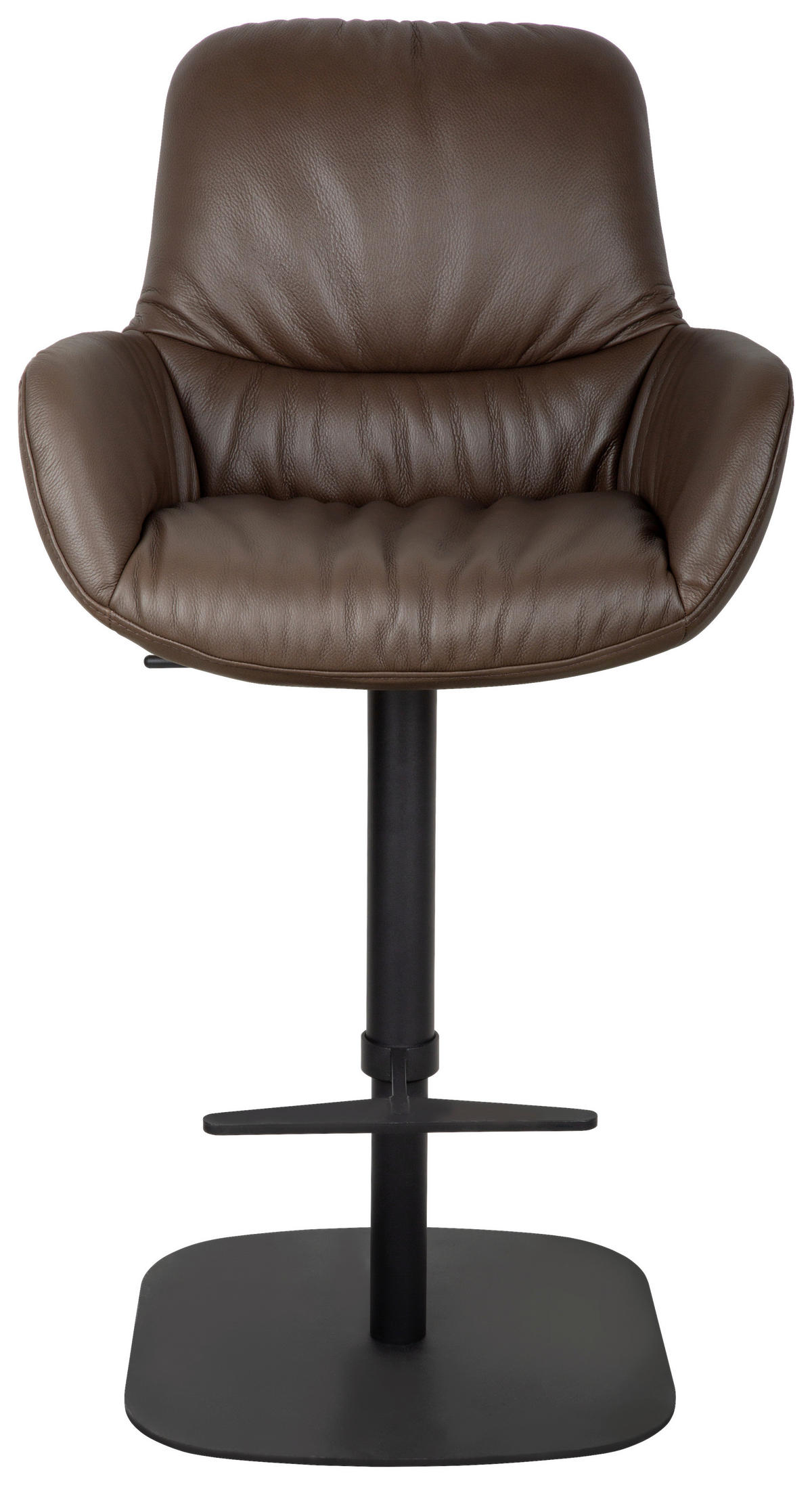 BARHOCKER Echtleder Braun, Schwarz Eisen Sitzfläche 360° drehbar, inklusive Armlehnen  - Schwarz/Braun, Design, Leder/Metall (57,5/110/59,5cm) - Dieter Knoll