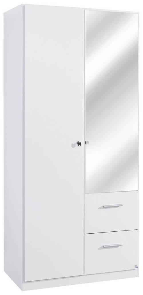 DREHTÜRENSCHRANK in Weiss  - Weiss, Basics, Glas/Holzwerkstoff (91/197/54cm) - Xora