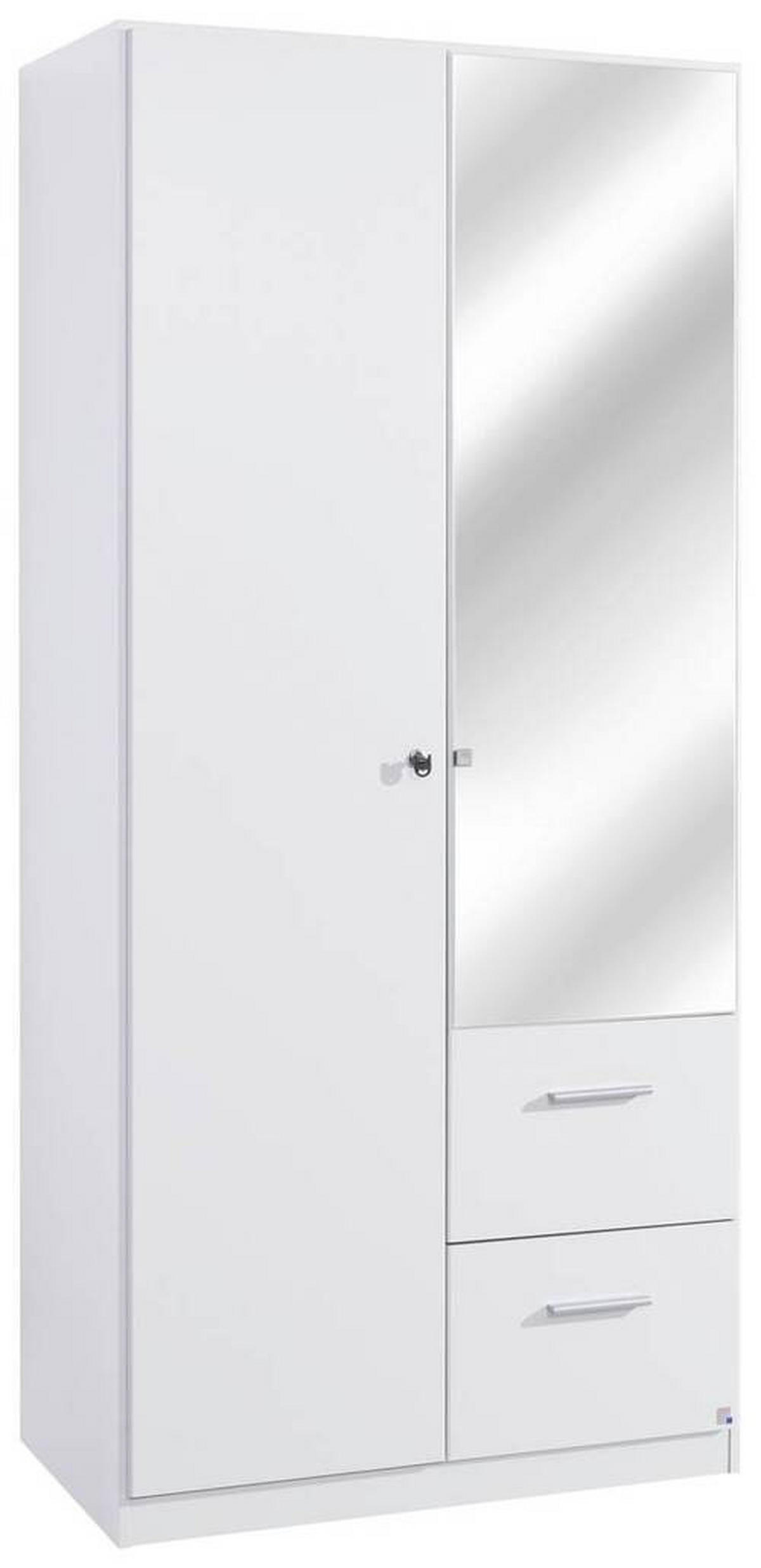 DREHTÜRENSCHRANK 2-türig Weiß  - Weiß, Basics, Glas/Holzwerkstoff (91/197/54cm) - Xora