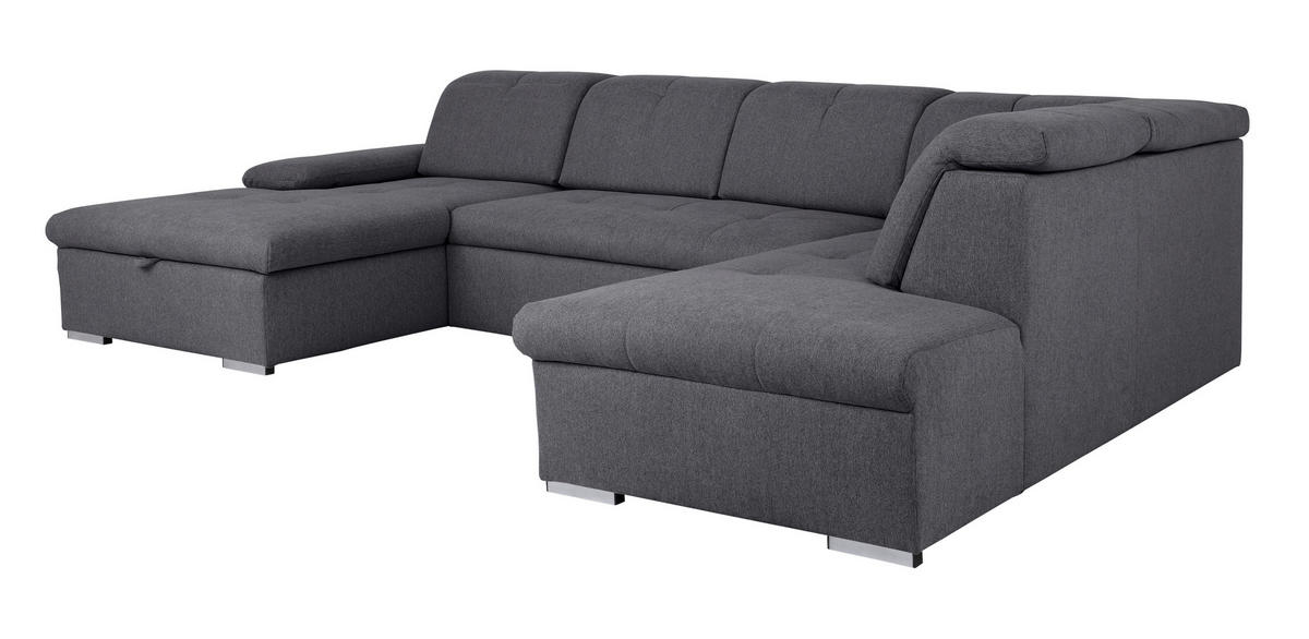 WOHNLANDSCHAFT Dunkelgrau  - Dunkelgrau/Grau, Design, Textil/Metall (173/328/215cm) - MID.YOU