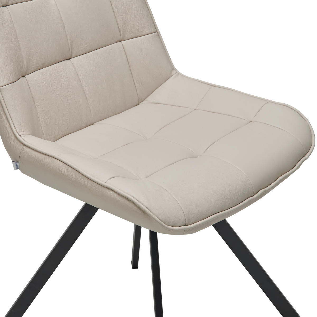STUHL  in Stahl Echtleder pigmentiert  - Beige/Schwarz, Design, Leder/Metall (56/86/60cm) - Livetastic