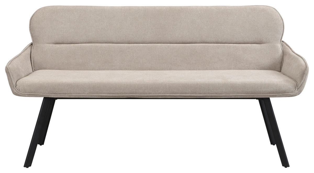 SITZBANK in Metall, Textil Schwarz, Taupe  - Taupe/Schwarz, MODERN, Textil/Metall (160/90/62cm) - MID.YOU