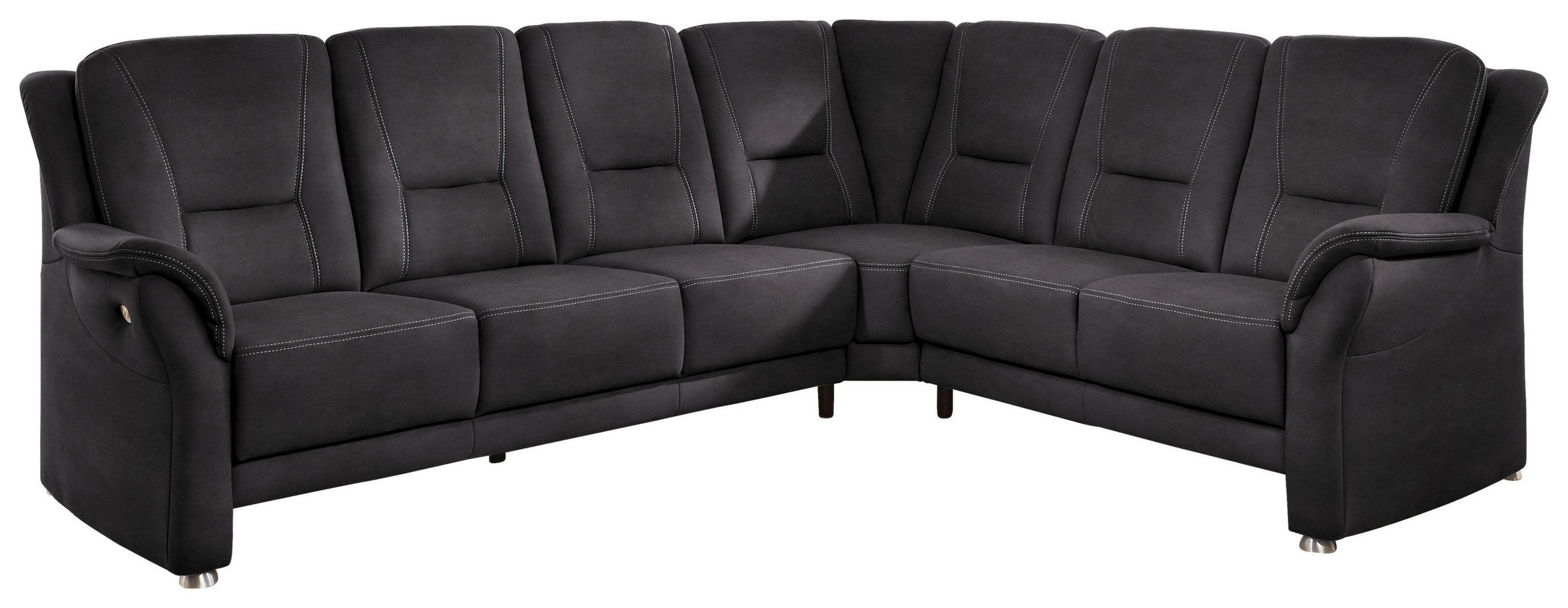 ECKSOFA in Mikrofaser Anthrazit - Anthrazit/Beige, Konventionell, Textil/Metall (275/223cm) - Beldomo Comfort
