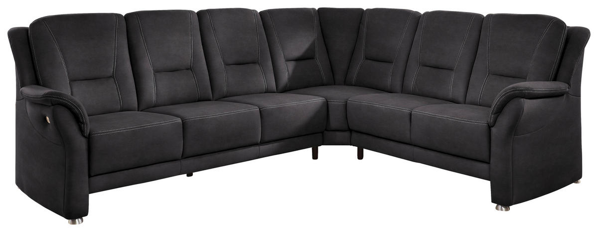 ECKSOFA in Mikrofaser Anthrazit  - Anthrazit/Beige, Konventionell, Textil/Metall (275/223cm) - Beldomo Comfort