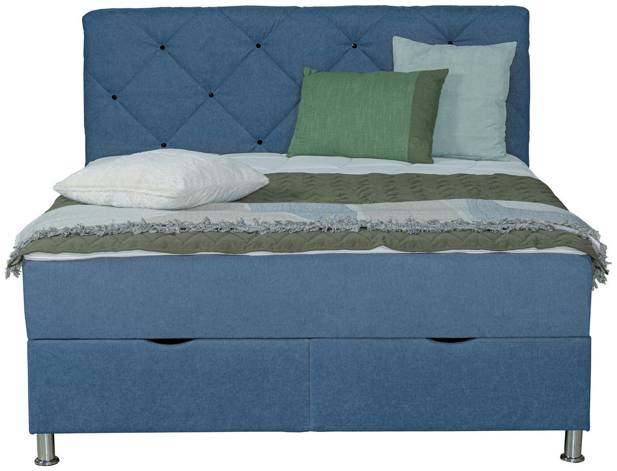 BOXBETT 180/200 cm  in Blau  - Chromfarben/Blau, Design, Kunststoff/Textil (180/200cm) - Boxxx