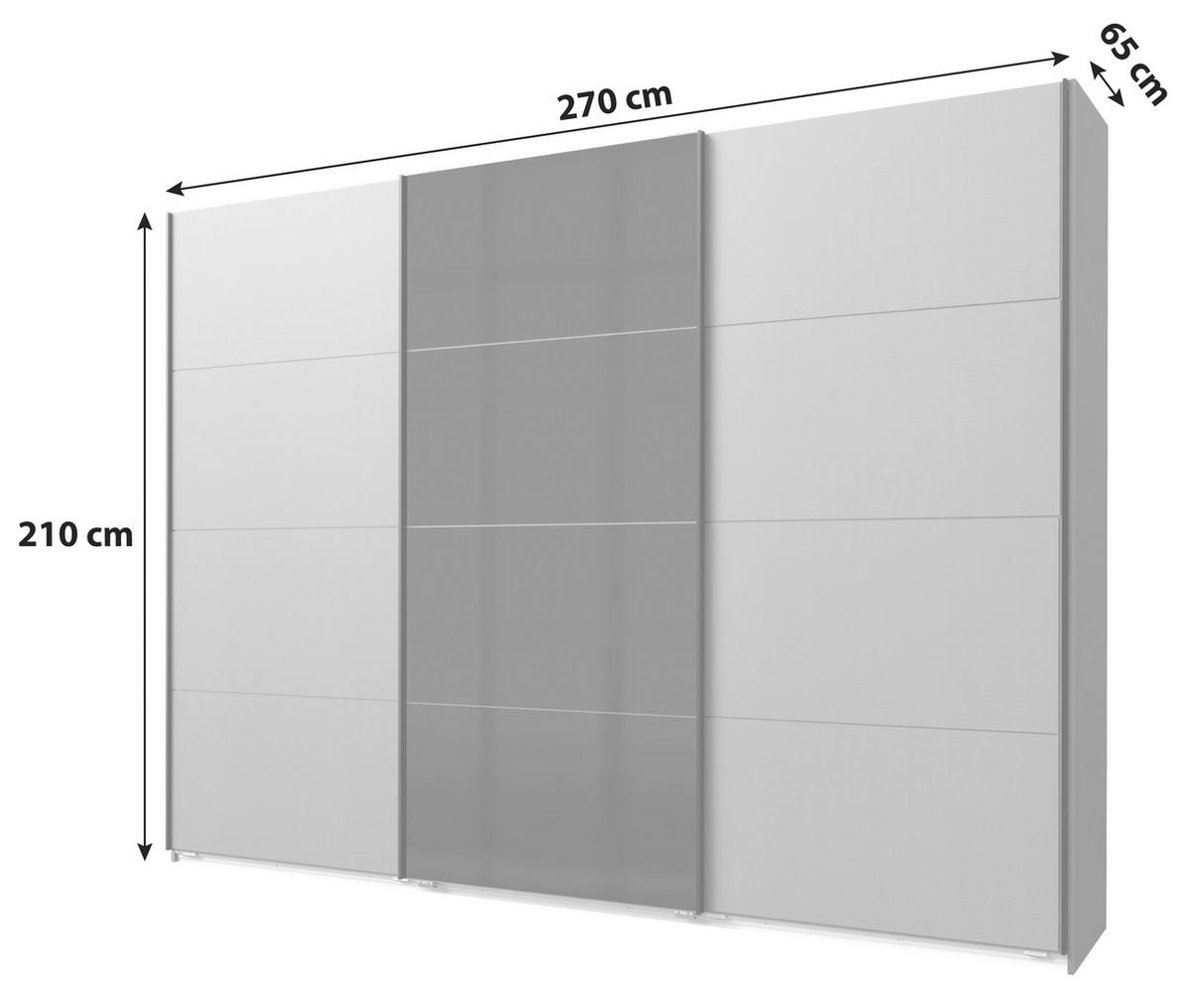 SCHWEBETÜRENSCHRANK 270/210/65 cm 3-türig Graphitfarben, Schwarz  - Graphitfarben/Schwarz, Basics, Holzwerkstoff/Metall (270/210/65cm) - Livetastic