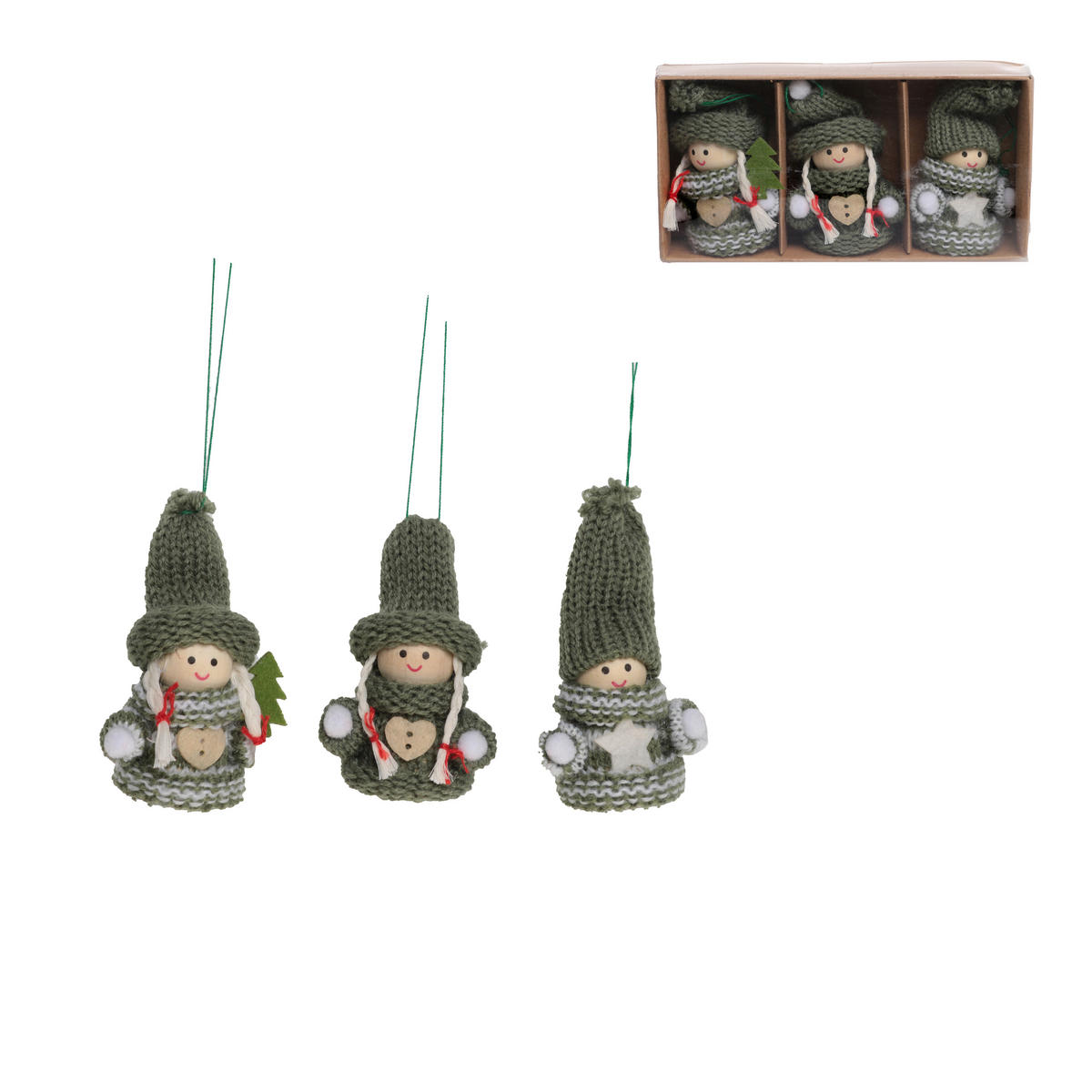 CHRISTBAUMANHÄNGER  - Weiß/Grün, LIFESTYLE, Kunststoff (7cm) - X-Mas