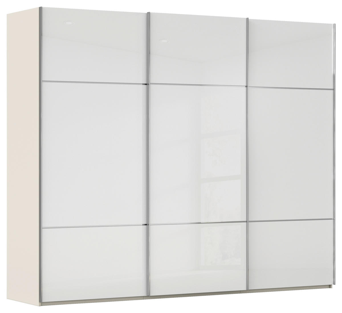 SCHWEBETÜRENSCHRANK Weiss, Champagner  - Chromfarben/Weiss, Konventionell, Glas/Holzwerkstoff (301/223/68cm) - Novel