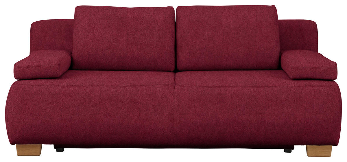 BOXSPRINGSOFA Webstoff Bordeaux  - Bordeaux/Naturfarben, Modern, Holz/Textil (205/93/108cm) - Venda