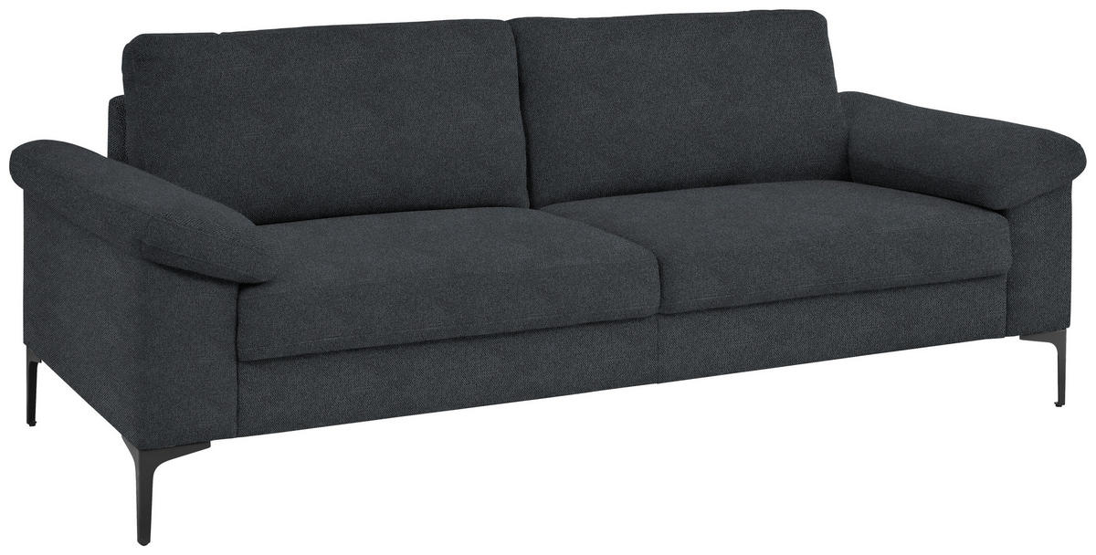 3-SITZER-SOFA in Flachgewebe Anthrazit  - Anthrazit/Schwarz, Design, Textil/Metall (226/89/97cm) - Pure Home Lifestyle