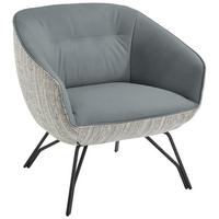 COCKTAILSESSEL in Struktur Echtleder Grau, Hellblau  - Anthrazit/Grau, Design, Leder/Textil (76/80/73cm) - Joop!