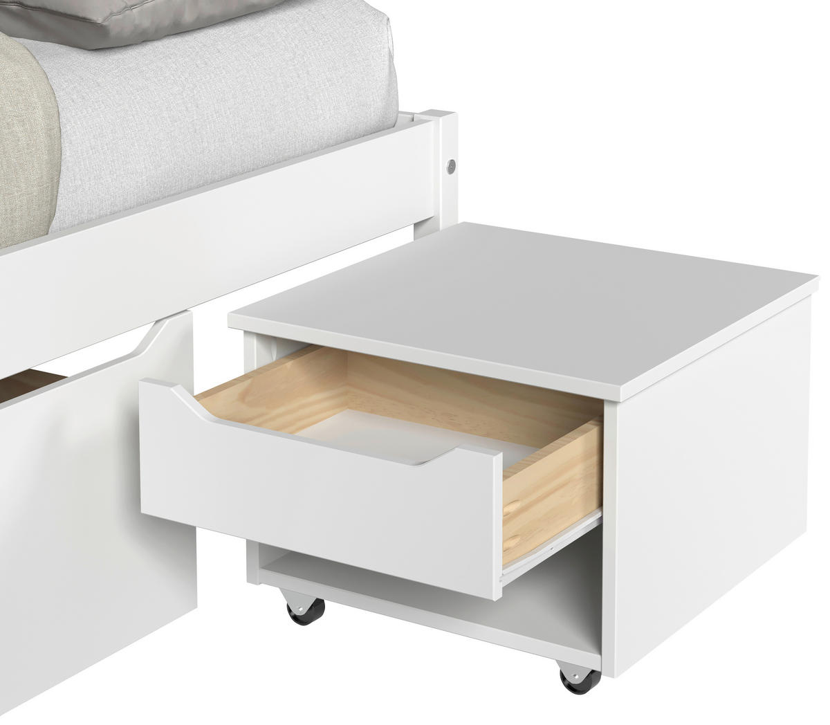 STAURAUMBETT 140/200 cm  Weiss   - Weiss/Naturfarben, Modern, Holz/Holzwerkstoff (140/200cm) - P & B