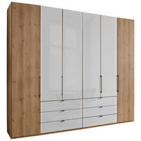 DREHTÜRENSCHRANK in Weiss, Eiche Bianco  - Schieferfarben/Weiss, Konventionell, Glas/Holzwerkstoff (250/236/58cm) - Dieter Knoll
