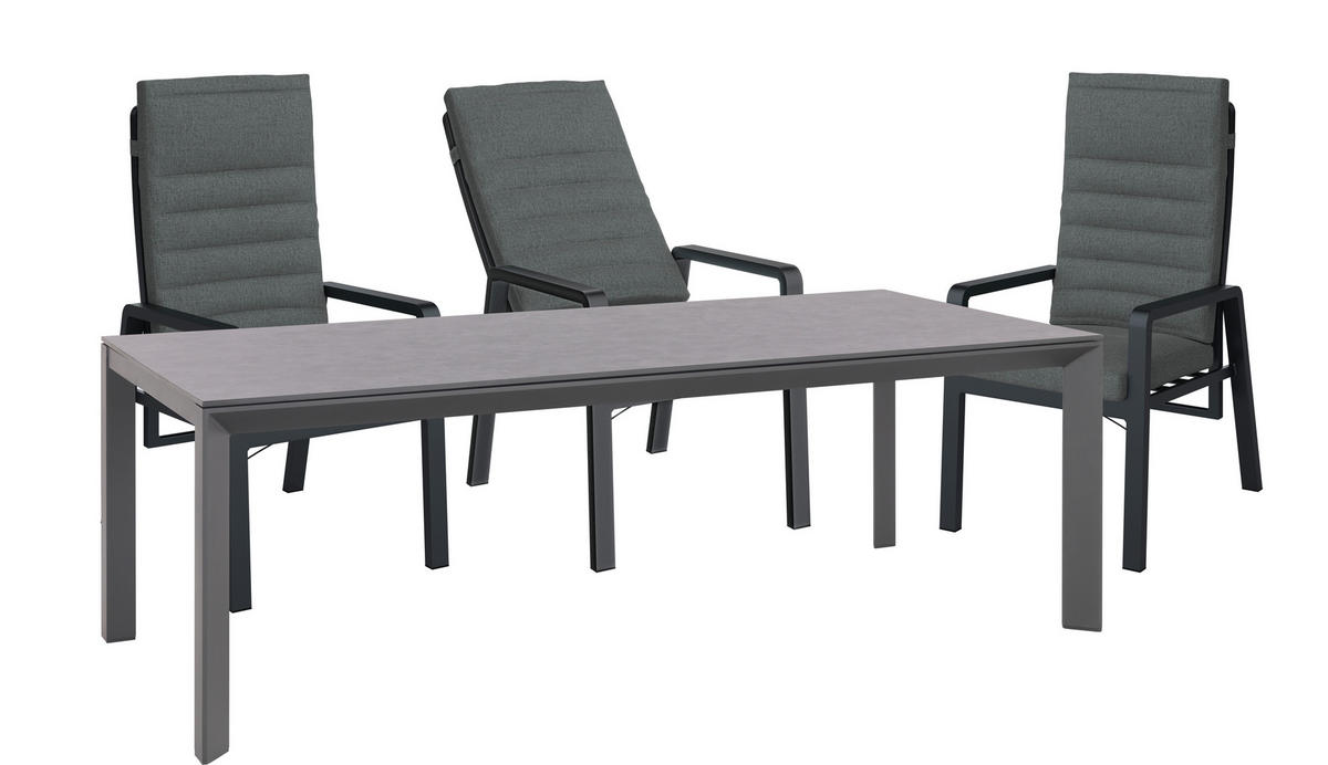 GARTENTISCH 220/100/75 cm Metall, Kunststoff rechteckig  - Anthrazit/Grau, Design, Kunststoff/Metall (220/100/75cm) - Amatio