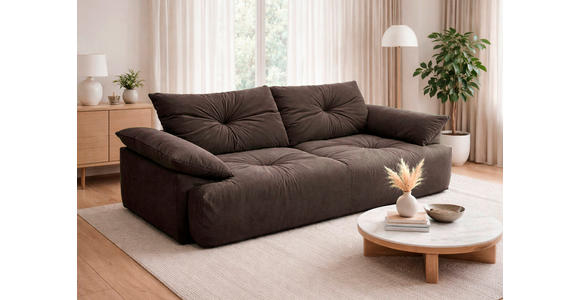 BIGSOFA Webstoff Dunkelbraun  - Dunkelbraun/Schwarz, KONVENTIONELL, Kunststoff/Textil (243/90,5/130cm) - Ambia Home