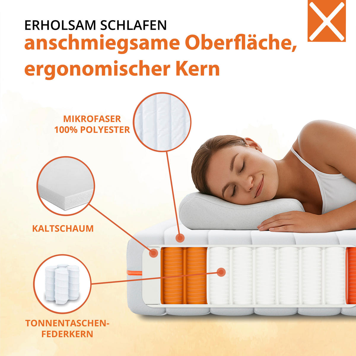 TASCHENFEDERKERNMATRATZE 90/200 cm Höhe ca. 20 cm  - Weiß, Basics, Textil (90/200cm) - Xora