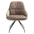 ARMLEHNSTUHL  Beinauswahl, Sitzfläche 360° drehbar, Stoff-/Lederauswahl Velours  Naturfarben, Sandfarben  - Sandfarben/Schwarz, Design, Textil/Metall (60/86/66cm) - Dieter Knoll