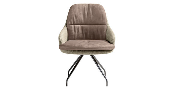 ARMLEHNSTUHL  Beinauswahl, Sitzfläche 360° drehbar, Stoff-/Lederauswahl Velours  Naturfarben, Sandfarben  - Sandfarben/Schwarz, Design, Textil/Metall (60/86/66cm) - Dieter Knoll