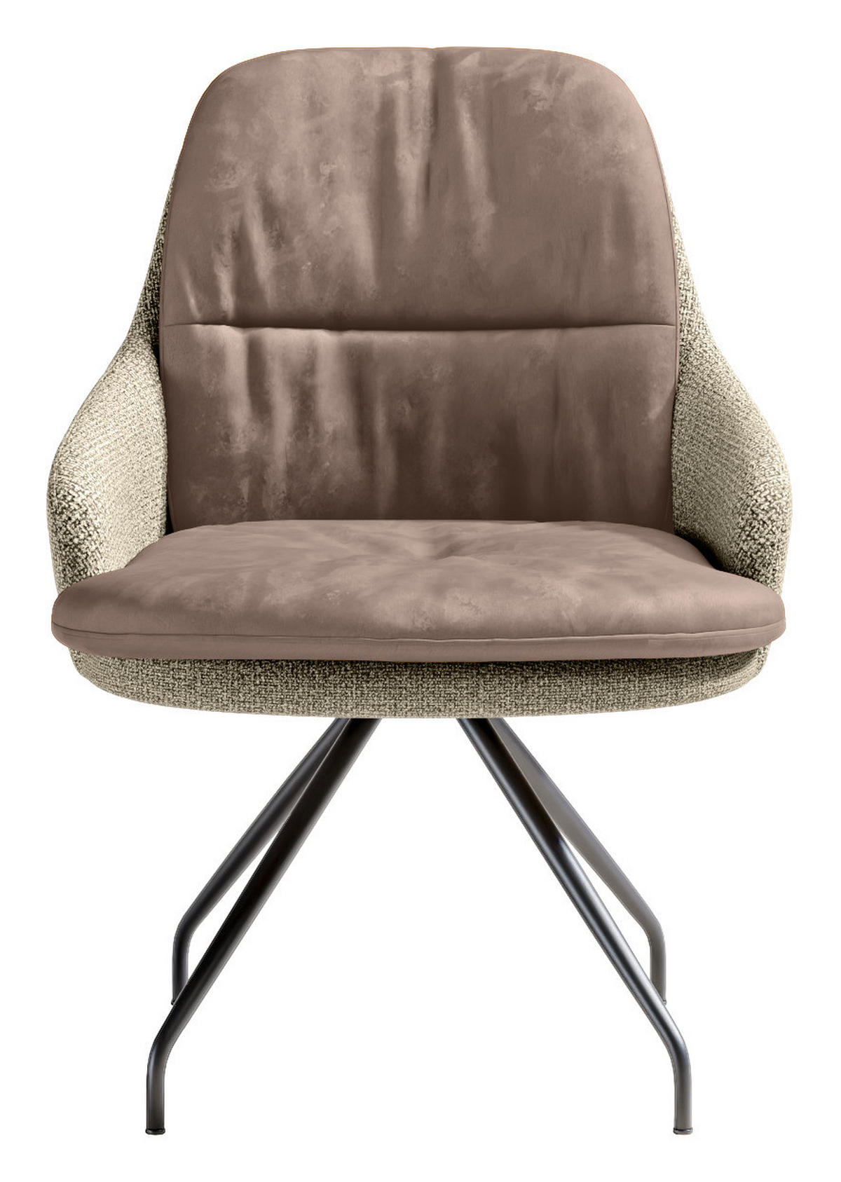ARMLEHNSTUHL  Beinauswahl, Sitzfläche 360° drehbar, Stoff-/Lederauswahl Velours  Naturfarben, Sandfarben  - Sandfarben/Schwarz, Design, Textil/Metall (60/86/66cm) - Dieter Knoll