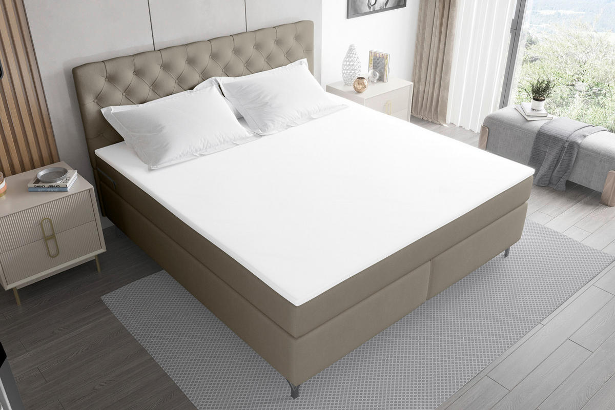 BOXSPRINGBETT 180/200 cm  in Graubraun  - Graubraun/Schwarz, KONVENTIONELL, Textil/Metall (180/200cm) - Boxxx
