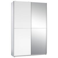 SCHWEBETÜRENSCHRANK  in Silberfarben, Weiß  - Silberfarben/Weiß, Basics, Glas (125/195,5/38cm) - P & B