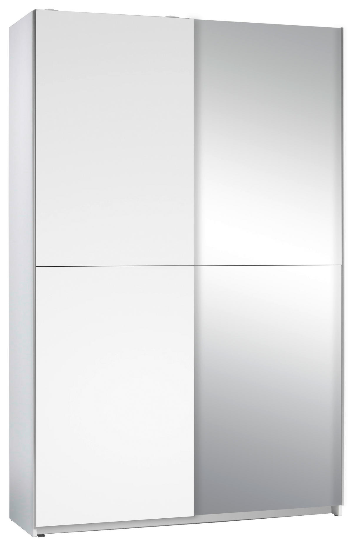 SCHWEBETÜRENSCHRANK  in Silberfarben, Weiß  - Silberfarben/Weiß, Basics, Glas (125/195,5/38cm) - P & B