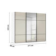 SCHWEBETÜRENSCHRANK 242/223/68 cm 3-türig Weiß, Champagner  - Champagner/Schwarz, KONVENTIONELL, Glas/Holzwerkstoff (242/223/68cm) - Novel