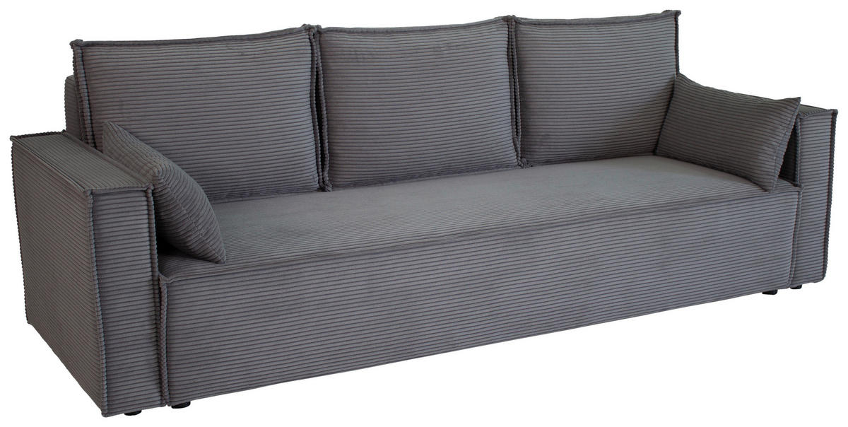 SCHLAFSOFA  mit Rücken echt, Armteil links, Armteil rechts Cord Anthrazit  - Anthrazit/Schwarz, Design, Textil (232/85/92cm) - Xora