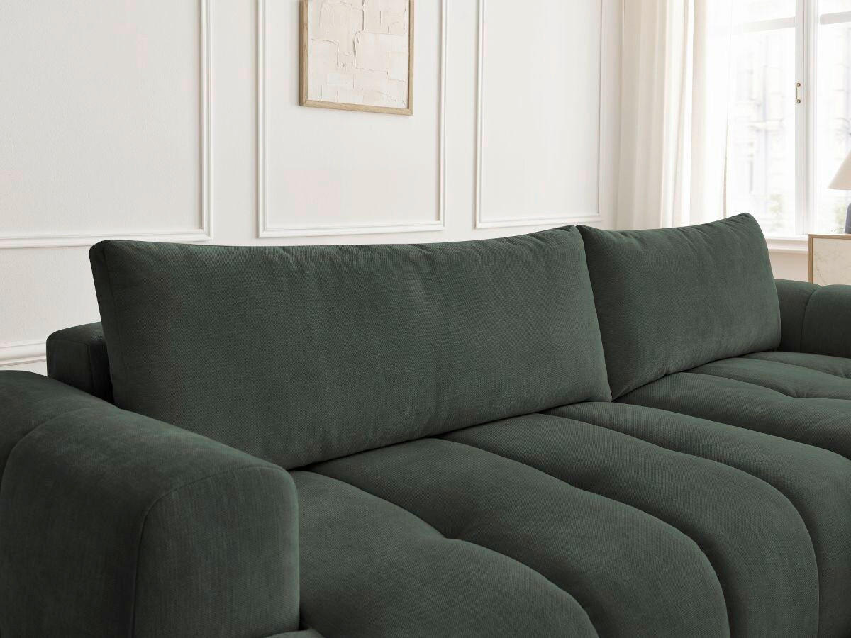 ECKSCHLAFSOFA FUJI Leinenoptik Grün  inkl.  - Schwarz/Grün, MODERN, Kunststoff/Textil (292/160cm)
